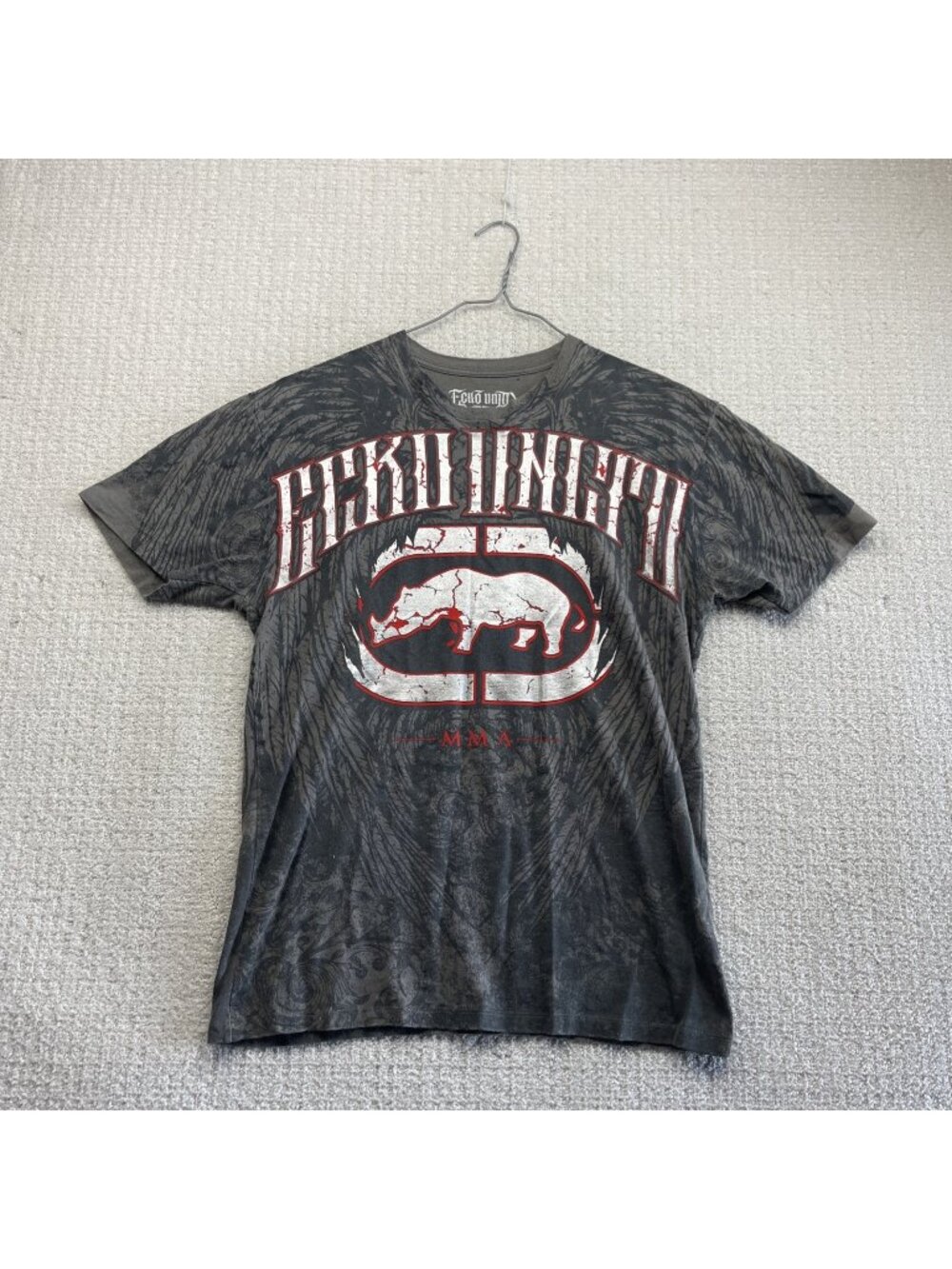 Y2K Ecko Unltd x MMA Tee Shirt Size M AOP Grunge Alt Gothic Affliction Style